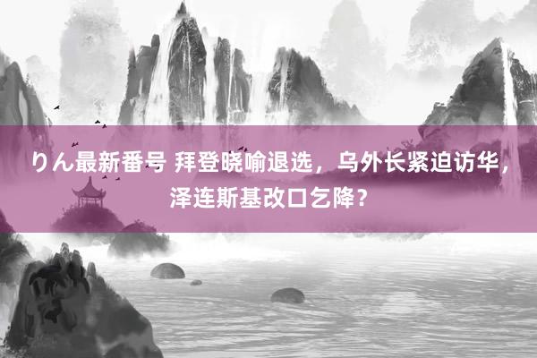 りん最新番号 拜登晓喻退选，乌外长紧迫访华，泽连斯基改口乞降？