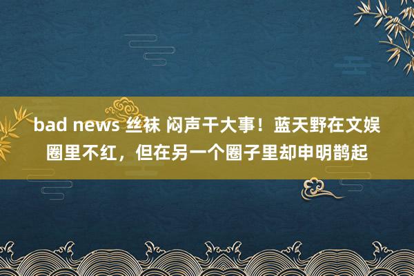 bad news 丝袜 闷声干大事！蓝天野在文娱圈里不红，但在另一个圈子里却申明鹊起