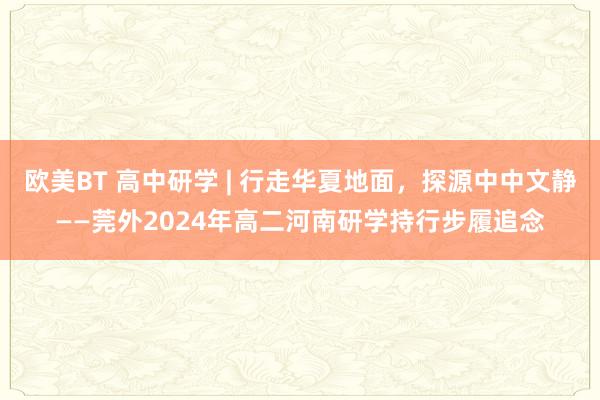 欧美BT 高中研学 | 行走华夏地面，探源中中文静——莞外2024年高二河南研学持行步履追念